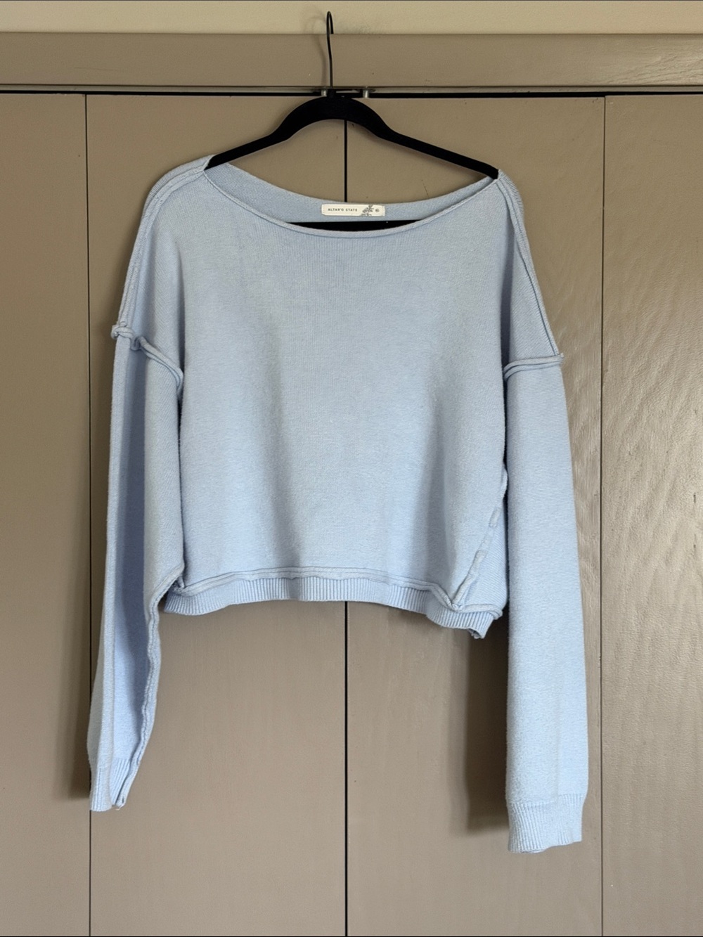 Altar'd State Light Blue Cropped Scoop Neck Sweater
